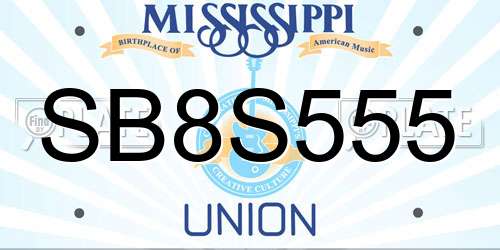 SB8S555 Mississippi License Plate