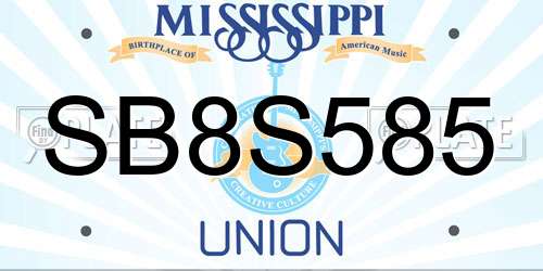 SB8S585 Mississippi License Plate