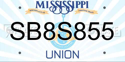 SB8S855 Mississippi License Plate