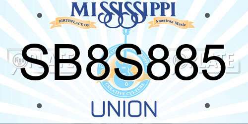 SB8S885 Mississippi License Plate