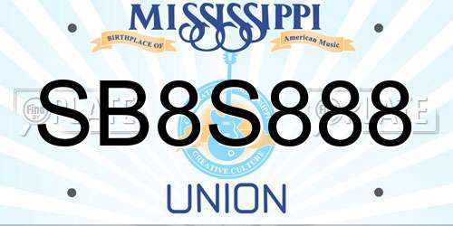 SB8S888 Mississippi License Plate