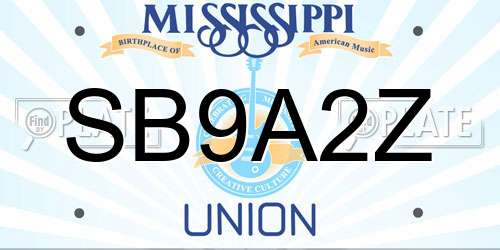 SB9A2Z Mississippi License Plate