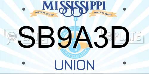 SB9A3D Mississippi License Plate