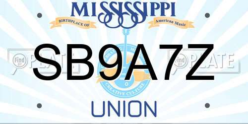 SB9A7Z Mississippi License Plate