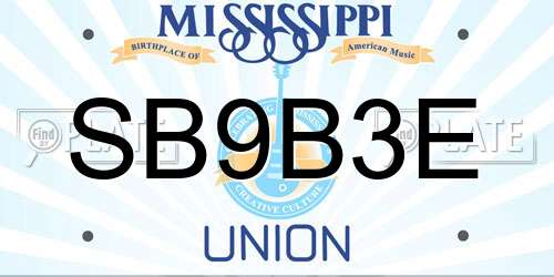 SB9B3E Mississippi License Plate