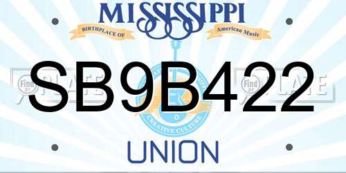 SB9B422 Mississippi License Plate