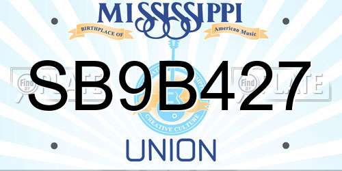 SB9B427 Mississippi License Plate