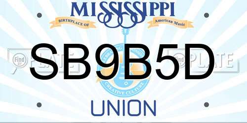 SB9B5D Mississippi License Plate