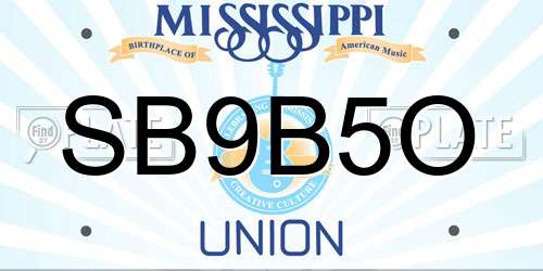 SB9B5O Mississippi License Plate