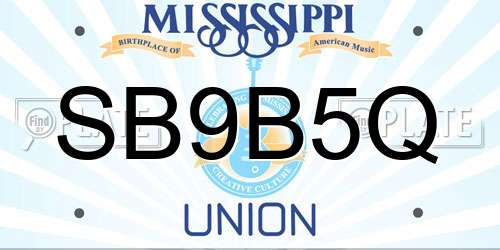 SB9B5Q Mississippi License Plate