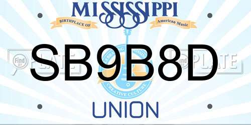 SB9B8D Mississippi License Plate