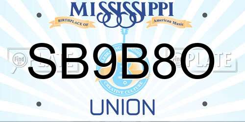 SB9B8O Mississippi License Plate