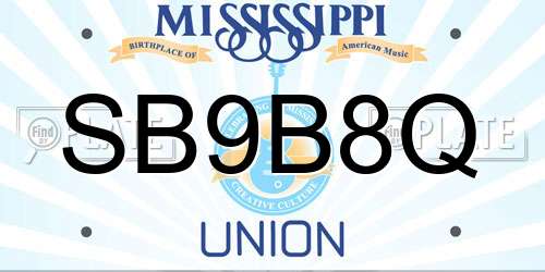 SB9B8Q Mississippi License Plate