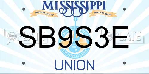 SB9S3E Mississippi License Plate