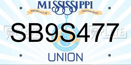 SB9S477 Mississippi License Plate