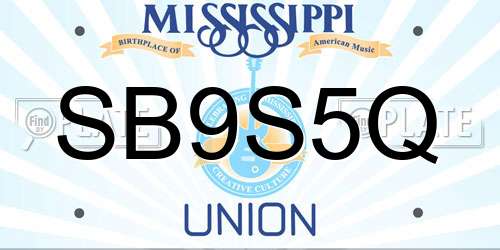SB9S5Q Mississippi License Plate