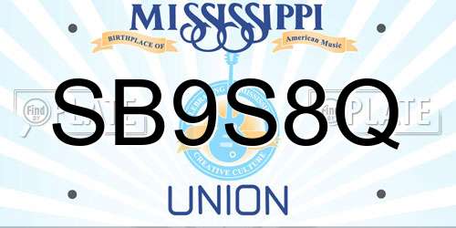 SB9S8Q Mississippi License Plate