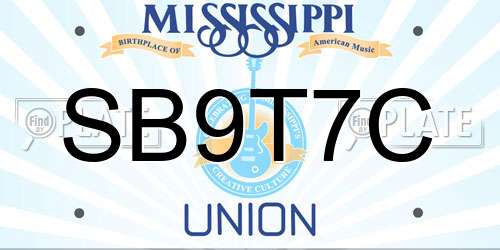 SB9T7C Mississippi License Plate