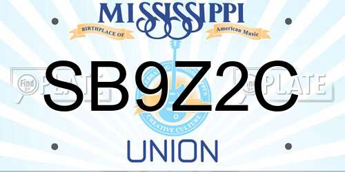 SB9Z2C Mississippi License Plate