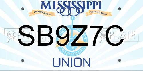 SB9Z7C Mississippi License Plate