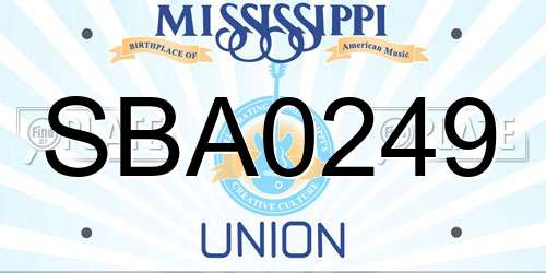 SBA0249 Mississippi License Plate