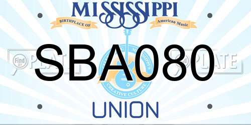 SBA080 Mississippi License Plate