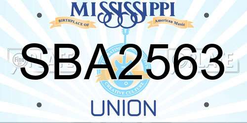 SBA2563 Mississippi License Plate