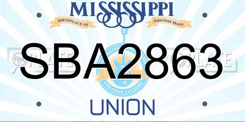SBA2863 Mississippi License Plate