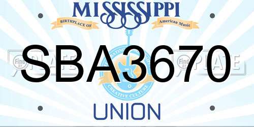 SBA3670 Mississippi License Plate