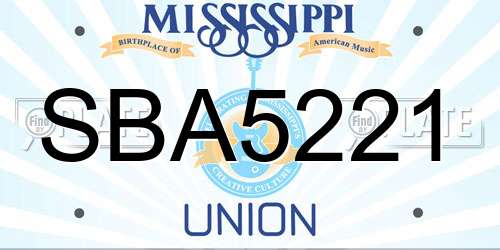 SBA5221 Mississippi License Plate