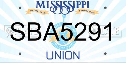 SBA5291 Mississippi License Plate