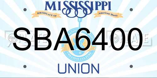 SBA6400 Mississippi License Plate