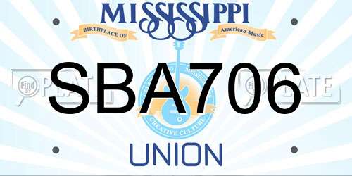 SBA706 Mississippi License Plate