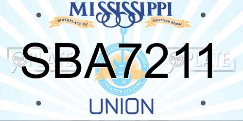 SBA7211 Mississippi License Plate