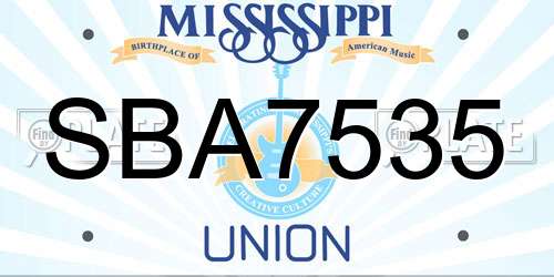 SBA7535 Mississippi License Plate