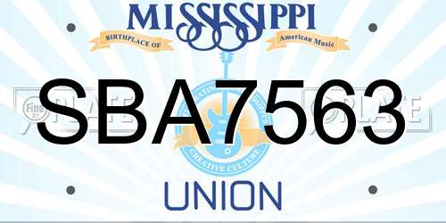 SBA7563 Mississippi License Plate