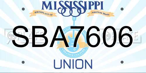 SBA7606 Mississippi License Plate
