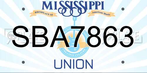 SBA7863 Mississippi License Plate