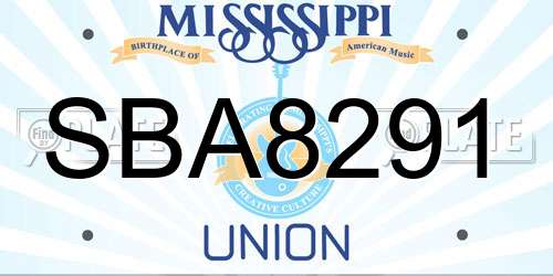 SBA8291 Mississippi License Plate