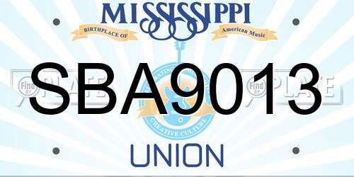 SBA9013 Mississippi License Plate