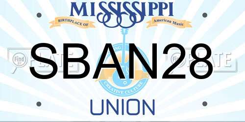SBAN28 Mississippi License Plate