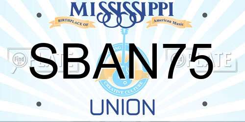 SBAN75 Mississippi License Plate