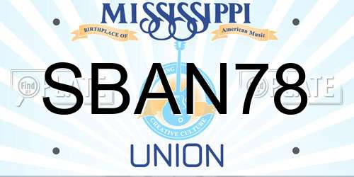 SBAN78 Mississippi License Plate