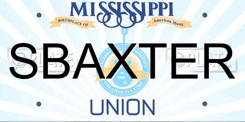 SBAXTER Mississippi License Plate