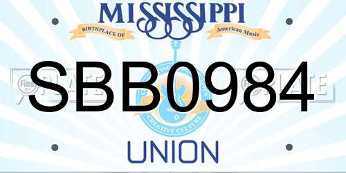 SBB0984 Mississippi License Plate
