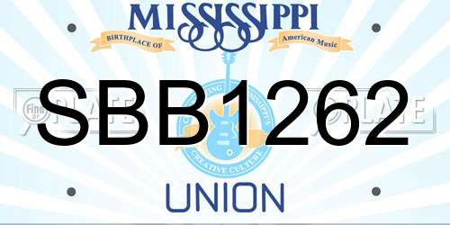 SBB1262 Mississippi License Plate