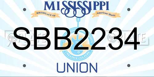 SBB2234 Mississippi License Plate