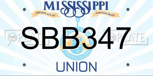 SBB347 Mississippi License Plate