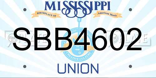 SBB4602 Mississippi License Plate