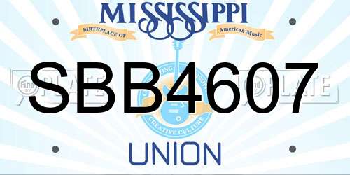 SBB4607 Mississippi License Plate